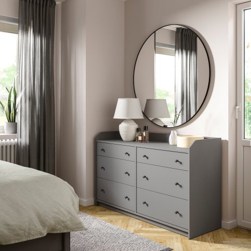 HAUGA 6-drawer dresser - gray 138x46x84 cm (54 3/8x18 1/8x33 1/8 ")