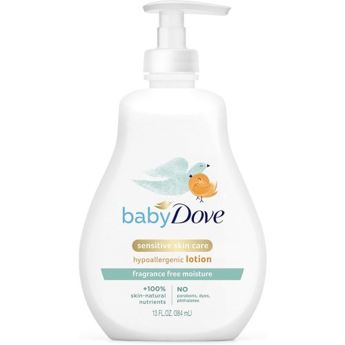 Baby Dove Face and Body Lotion for Sensitive Skin Sensitive Moisture FragranceFree Lotion, 13 Ounce