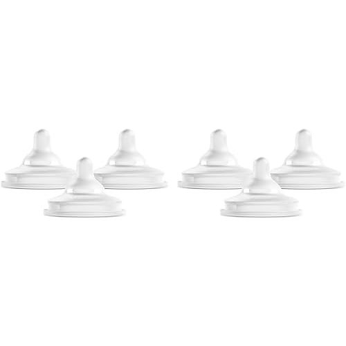Boon Nursh Curve Silicone Baby Bottle Nipples - Platinum Food-Safe Silicone Bottle Nipples – Medium Flow Nipples for Baby Bottles - Baby Bottle-Feeding Supplies - 3 Count (Pack of 2)