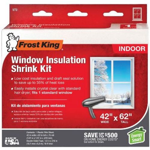 Frost King Clear Shrink Indoor Window Film Insulator Kit 42 In. W X 62 In. L