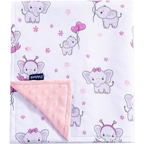 QSTEHEML Baby Blanket for Boys Girls Super Soft Blanket,Fluffy Warm Lightweight Baby Receiving Blankets,Double Layer with Dotted Backing for Toddler Nursery (Elephant, 30 * 40inch)