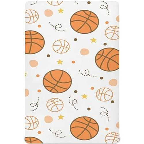 Baby Crib Sheet Basketball Cartoon Design Crib Mattress for Boys and Girls Playard Sheet Soft Breathable Fitted Baby Mattress Cover 52x28in