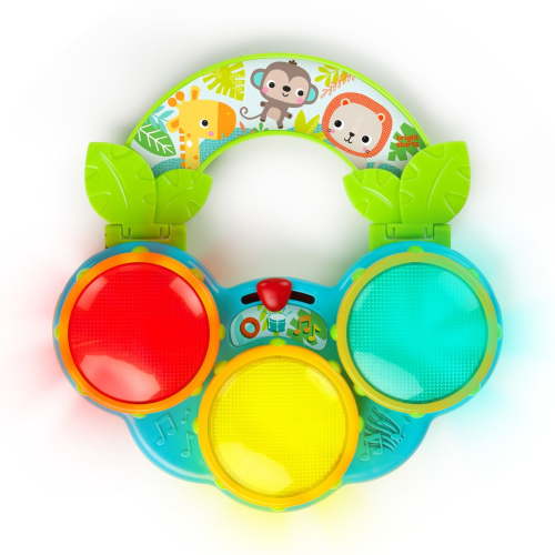 Bright Starts Safari Beats Musical Drum Toy with Lights and Melodies for Infants and Toddlers