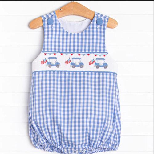 Fore Freedom Smocked Bubble, Blue – Stitchy Fish