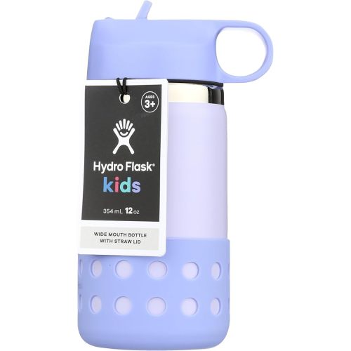 HYDRO FLASK Kids Water Bottle Jr. Stainless Steel Insulated With Straw Cap for Water, Milk, Juice, School, Camp, Sport, Play and Lunch, Easy to Clean, Leak-Resistant