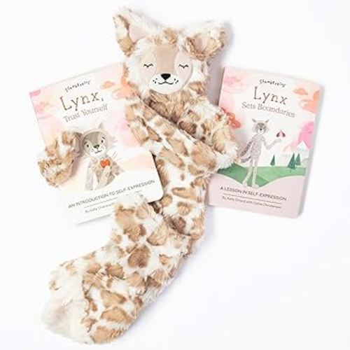 Slumberkins Lynx Snuggler & 2 Board Books Complete Set Bundle | Promotes Self-Expression, Mindfulness & Boundaries | Social Emotional Development (Lynx Snuggler Plush + 2 Board Books)
