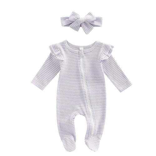 WIBACKER Baby Girls' Sleep and Play Pajamas Cotton One-Piece Footies Romper Jumpsuit Zip Front Pjs