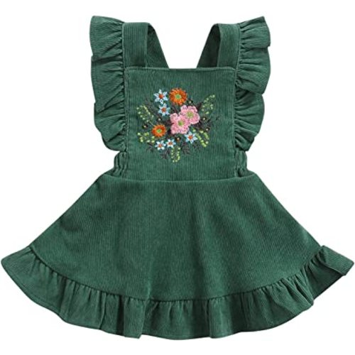 MERSARIPHY Baby Girls Suspender Dress Infant Embroidered Straps Skirt Overall Dresses Winter Fall Clothes