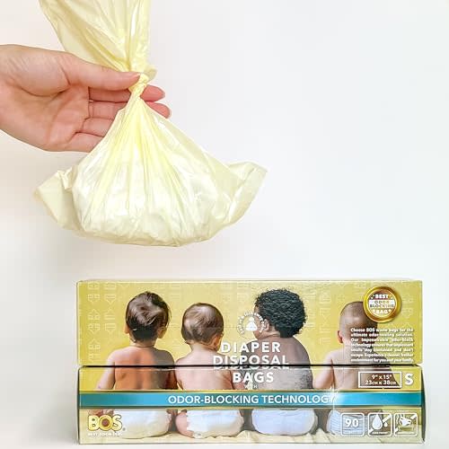 BOS, Odor-Sealing Dirty Diaper Trash Bags - Disposable Bags - Scent & Smell Free (Color: Cream Yellow) (Pack of 1)