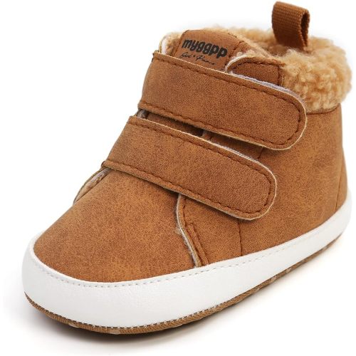 FAMI Baby Warm Booties Newborn Boy Girl Boots Cozy Fur Shoes Hook and loop Toddler Booties First Walker Winter Crib Boots
