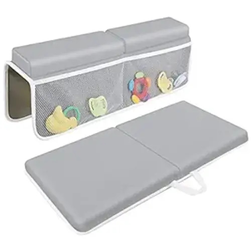 JJGoo Bath Kneeler with Elbow Rest Pad Set, 1.5 inch Kneeling Pad Mat for Bathtub - Gray