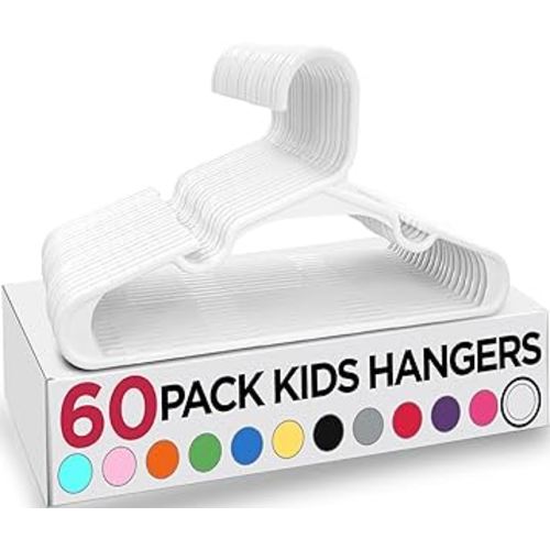 Utopia Home 60 Pack 11.5 Inch Plastic Kids Hangers for Closet - Childrens Hangers for Clothes & Infant Hangers - Ideal for Everyday Use (White)