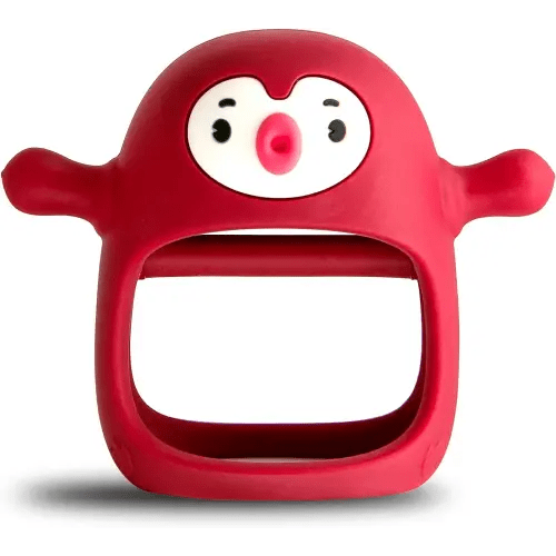 Smily Mia Smily Mia Penguin Teethers, Silicone TeethingToys for Babies 0-6Months, Baby Teethers for 3-6Months, Hand Teether for Infants, Pacifiers for New Born,Red