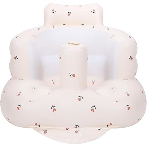 Inflatable Baby Chair, AirSwim Baby Inflatable Seat for Babies 3 Months and Up Summer Inflatable Baby Seat for Sitting Up, Blow Up Baby Floor Seat with Built in Air Pump, Tulip