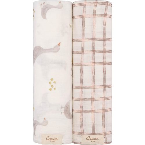 Crane Baby Charlie 2-pc. Farmhouse Tractor Dot Swaddle Set, 100% Cotton Muslin Swaddle for Newborns, Baby Boy Blanket Neutral, Infant Receiving Blankets for Boys, Rustic Farm Nursery Decor