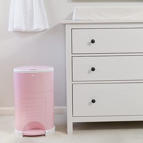 Diaper Dekor Plus Hands-Free Diaper Pail | Soft Pink | Easiest to Use | Just Step – Drop – Done | Doesn’t Absorb Odors | 20 Second Bag Change | Most Economical Refill System |Great for Cloth Diapers