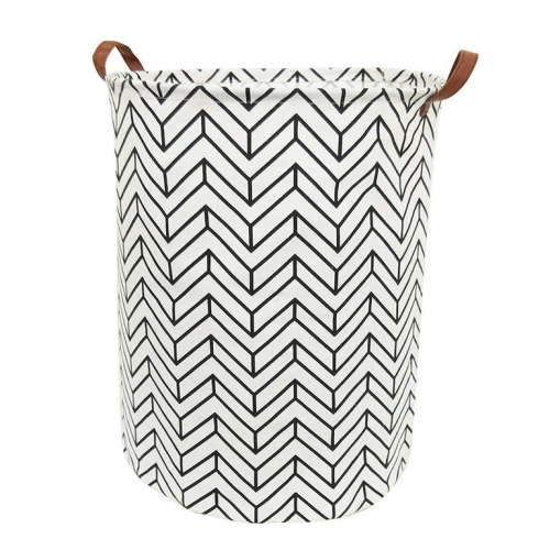 Round Fabric Large Storage Baskets - Waterproof hamper | Collapsible Canvas Blanket Storage with Handles for Kids Room,Shelf Basket,Toy Organizer ( Round - Black V )