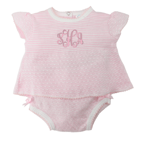 Paty Baby Girls Pink Diaper Set with Bows