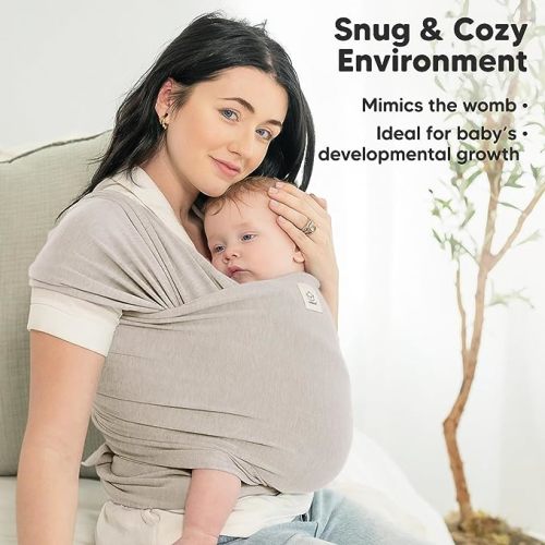 KeaBabies Baby Wrap Carrier - All in 1 Original Breathable Baby Sling, Lightweight,Hands Free Baby Carrier Sling, Baby Carrier Wrap, Baby Carriers for Newborn, Infant, Baby Wraps Carrier (Stone Gray) - One Size (Pack of 1)