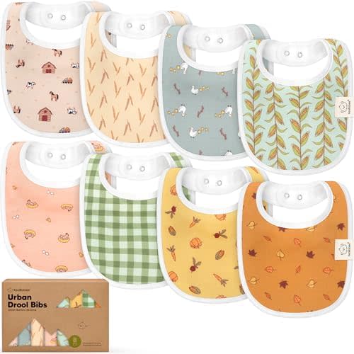 8-Pack Organic Baby Bibs for Boys, Girls - Soft Cotton Drooling and Teething Bibs for Baby Girl & Boy