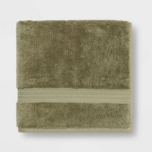Total Fresh Antimicrobial Bath Towel Olive Green - Threshold™: 100% Cotton, Low Lint, Heavyweight Terry Bath Sheet