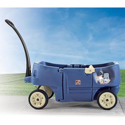 Step2 Wagon for Two Plus, Kids Ride On Toy, Stroller Substitute, Includes Seat Belts, Made of Durable Plastic, Max Weight 75 lbs., For Toddlers 1.5-5 Years Old, Denim Blue