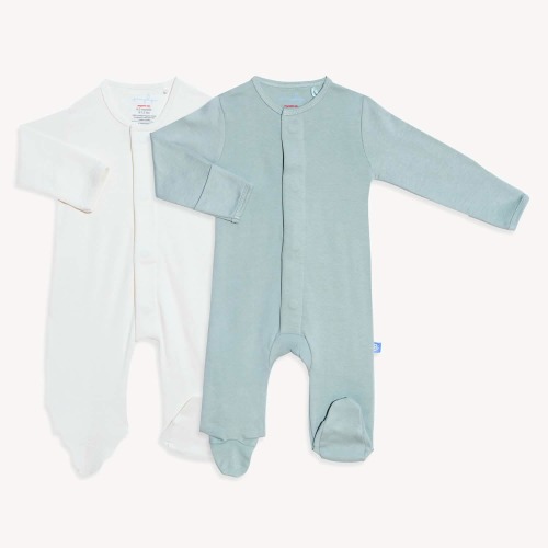 sage & sand organic cotton magnetic footies | 2 set