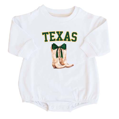 Baylor University | Footballs & Bows Graphic Sweatshirt Bubble Romper
