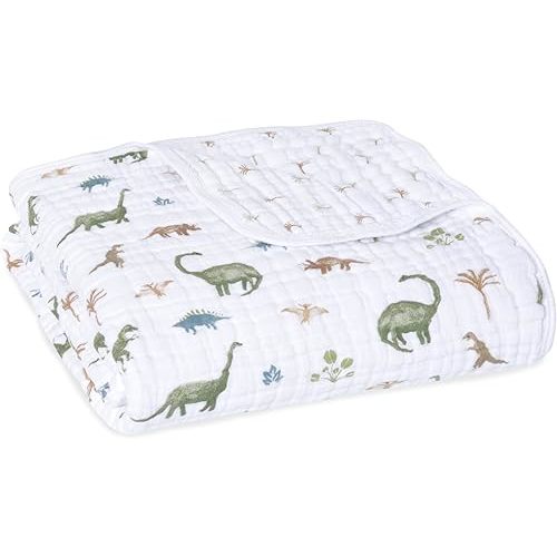 aden + anais Essentials Dream Blanket, Muslin Baby Blankets for Girls & Boys, Ideal Lightweight Newborn Nursery & Crib Blanket, Dino Jungle