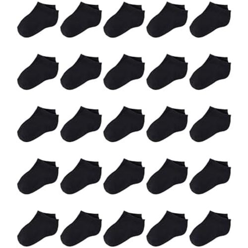 Duufin 25 Pairs Toddler Ankle Socks Low Cut Kids Half Cushion Socks Low Rise Ankle Socks for Boys and Girls