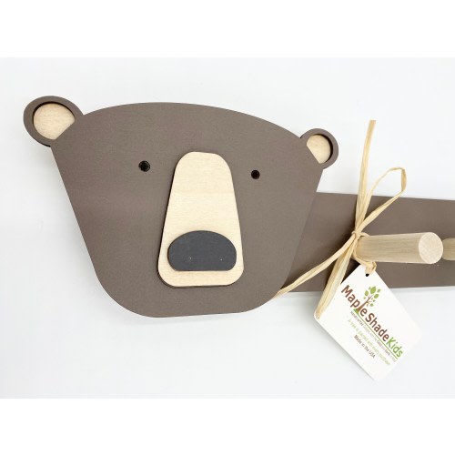 Brown Bear Hanger for a Woodland Baby Nursery, Forest themed Kids Room or Animal playroom room.