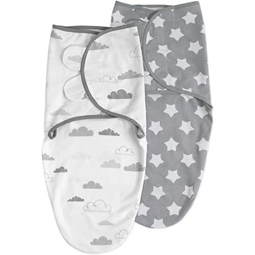 Soarwg Kids Baby Swaddle, Organic Baby Swaddles 0-3 Months, Swaddle Blanket, Swaddle Sack, Adjustable Newborn Infant Swaddle for Boy and Girls, Standard 100 by Oeko-TEX, Gray 2 Pack Small