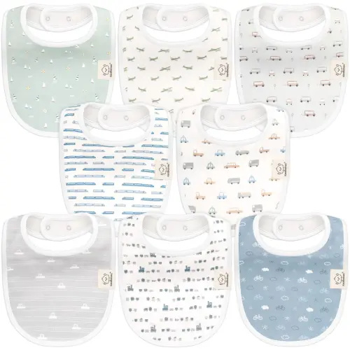 KeaBabies 8-Pack Urban Drool Bibs (Vessels)