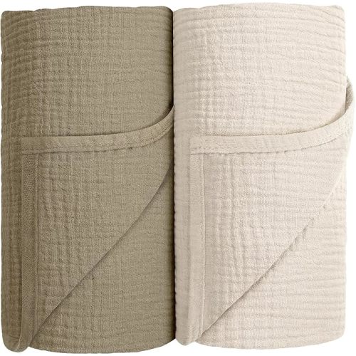 Susurration Muslin Receiving Blanket,100% Cotton Swaddle Blankets for Newborn Soft Thin Swaddle for Unisex Newborn 40x38in(Olive Green)