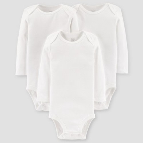 Carter's Just One You® Baby 3pk Long Sleeve Bodysuit - Lead White Newborn