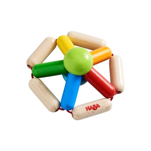 Wooden Carousel Grasping Toy Baby Rattle and Teether, Sensory Toy for Babies 6-18 Months, German-Made Baby Gift & Teething Ring