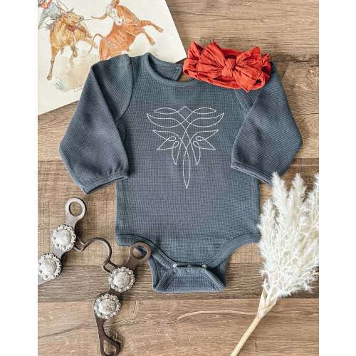 Boot Stitch Waffle Knit Bodysuit (Baby) - Navy