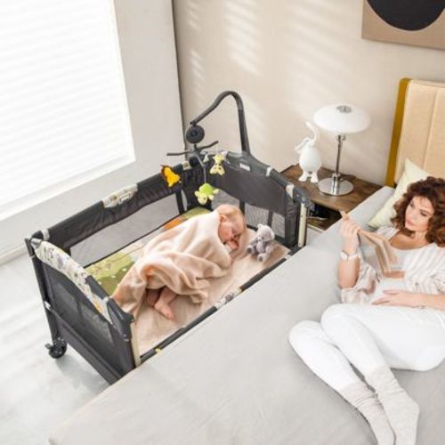 Infans Portable Baby Bassinet 4-in-1 Rolling Bassinet W/mattress