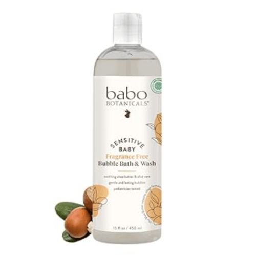 Babo Botanicals 2-in-1 Bubble Bath & Wash, Fragrance-Free Sensitive Baby, For Babies & Kids, Shea Butter, Calendula, Oat, Vegan, EWG Verified