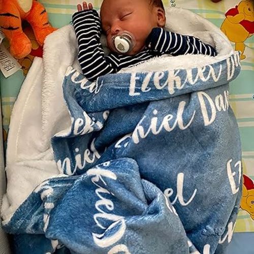 Personalized Baby Blanket for Newborns, Customized Baby Blanket with Name for Boys Girls, Custom Blankets With Name For Adult, Gift For Children Baby Birthday, Baby Blanket With Name Boy