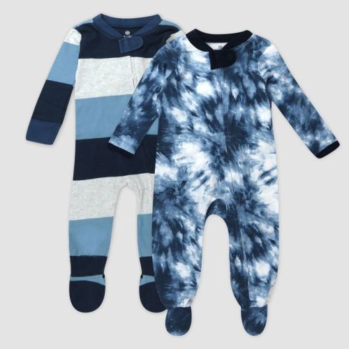 Honest Baby 2pk Jumbo Sleep N' Play - Blue Tie-dye Newborn