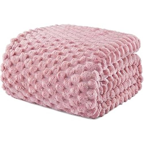 Exclusivo Mezcla Twin Size Blanket for Bed, 60x80 Inches Soft Cozy Warm Plush Blanket, Fleece Blanket All Seasons Use, Dusty Pink