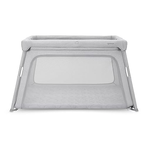 Newton Baby Compact Travel Crib & Play Yard | Breathable & Washable Mattress, Foldable Carry-On Size, Backpack Straps, Grey, Newton Bassinet Attachment NOT Compatible