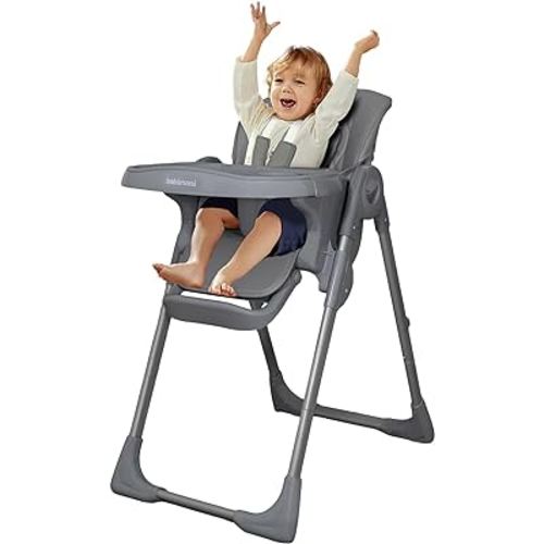 4 in 1 Baby High Chair, High Chairs for Babies and Toddlers, Portable Feeding and Eating Seat, Foldable Highchair with 4 Levels of Recline and 7 Levels of Height Adjustment (Starry Gray)
