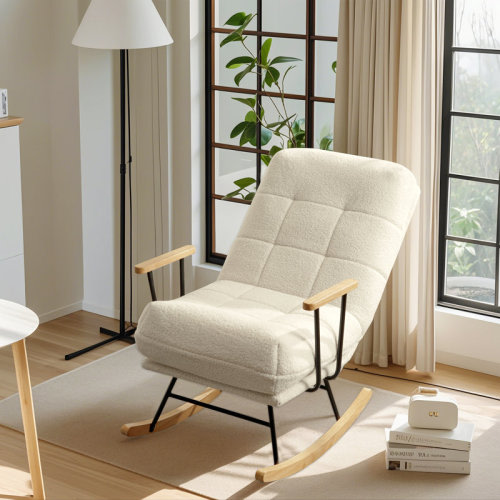 George Oliver Rocking Chair Nurser Fabric Gliding Rocking Chair With Adjustable 3-Position High Backrest Accent Chair | Wayfair