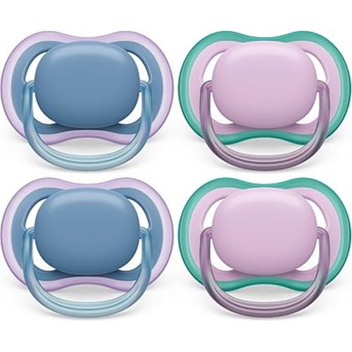 Philips Avent Ultra Air Pacifier 6-18m, Blue Hush/Lush Lilac, 4 pack SCF085/54