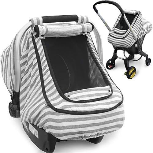 Baby Car Seat Cover, YVMVDV Muslin Carseat Cover for Babies,Infant Car Seat Cover Canopy for Boy Girls