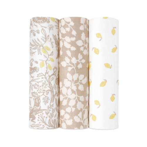 aden + anais White Large Muslin Silky Soft Natural Woodland 100% Cotton Blankets 3 Pack