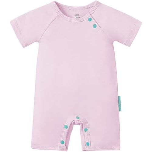 SuperSoft Short Sleeve Baby Romper, Unisex Bamboo Viscose One-piece Summer Pajamas, Boy Girl Footless Jumpsuit Snap Closure