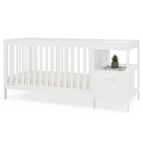 Delta Children Alice 5-in-1 Convertible Crib and Changer - Greenguard Gold Certified, Bianca White